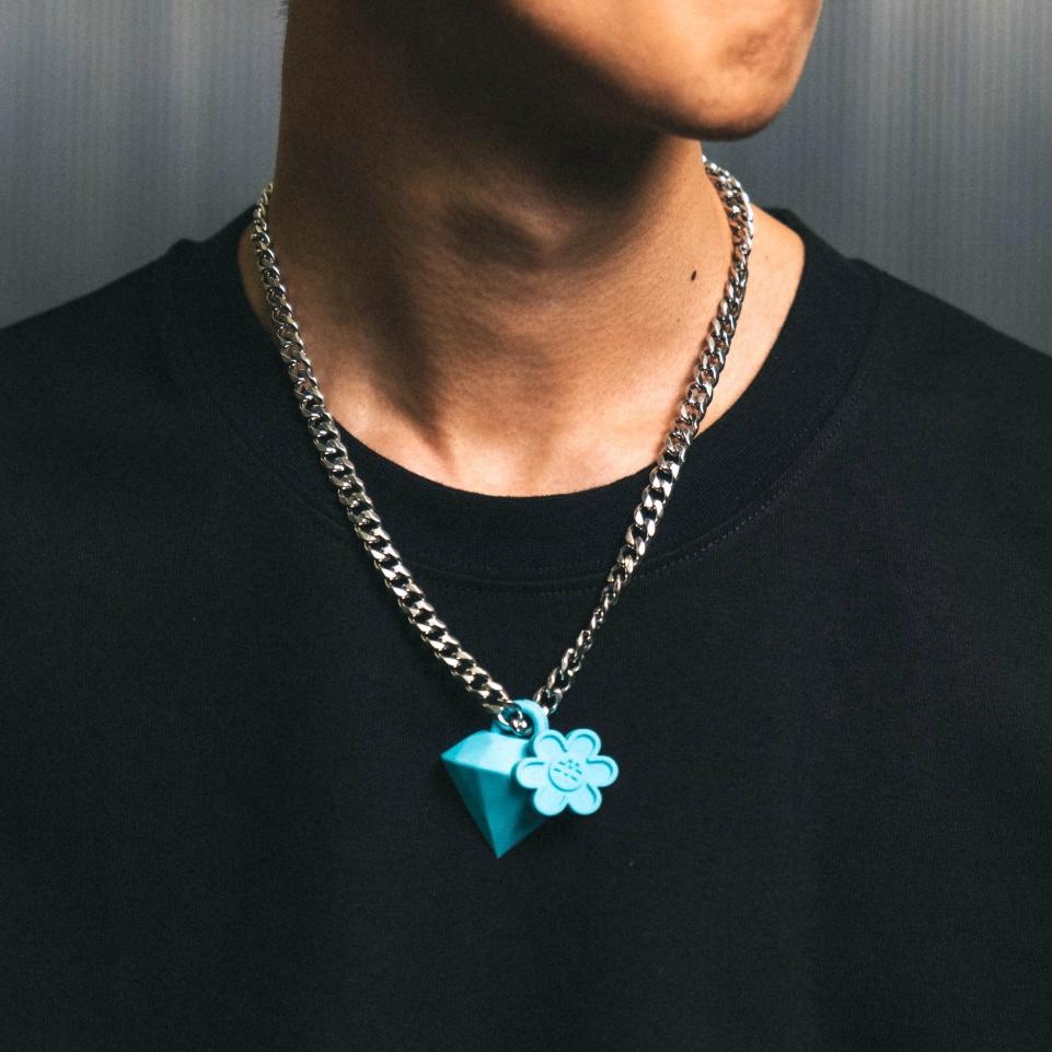 WTP "DIAMOND BLOOM" NECKLACE | OCEAN BLUE